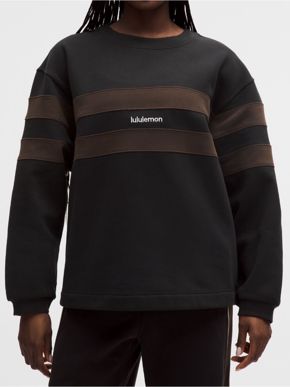 Lululemon Steady State Oversized Track Pant & Pullover - Black/ Walnut Stripe - Picture 2 of 12